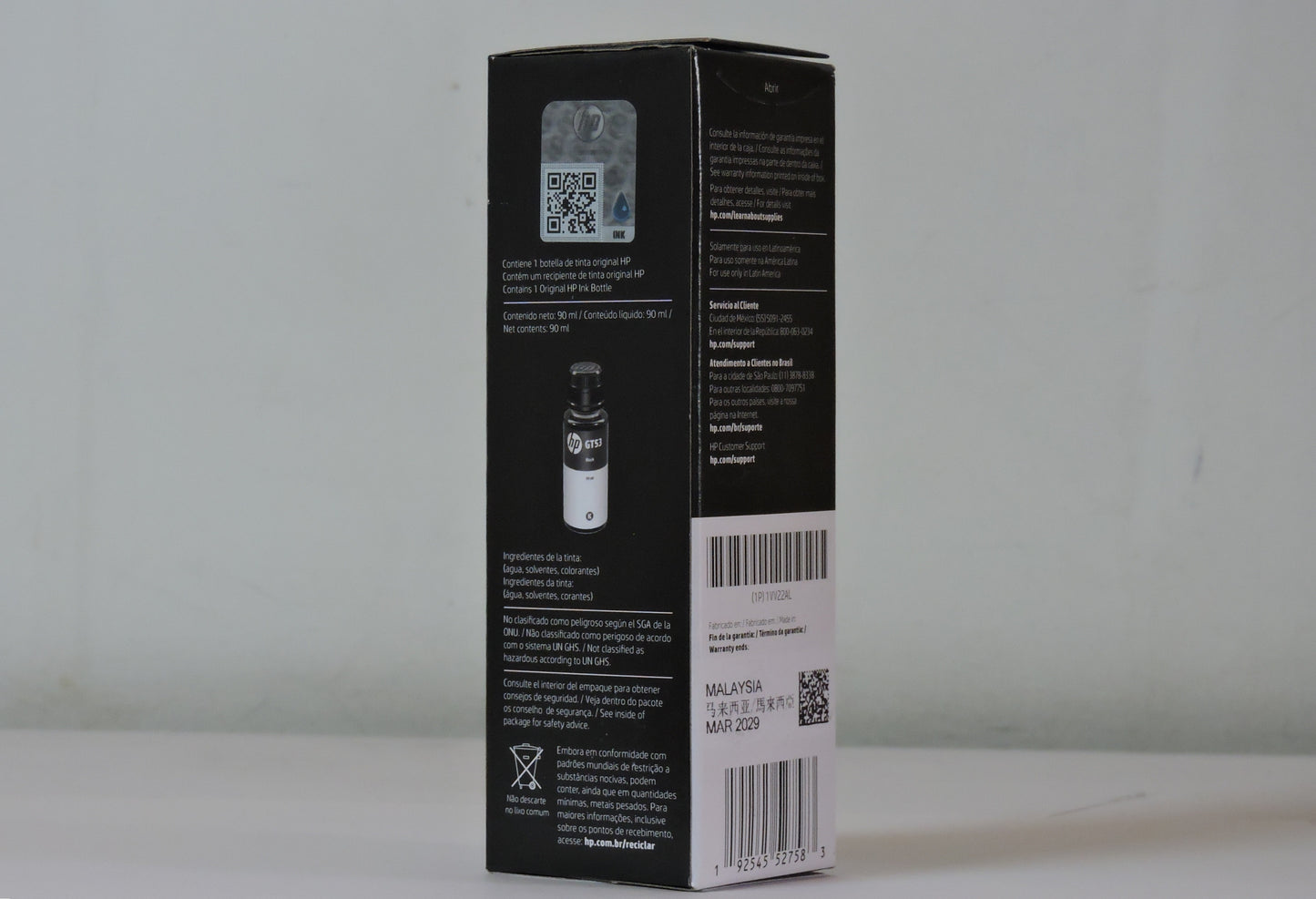 Botella de Tinta Negro Original HP GT53 90 ml (SKU 1VV22AL)