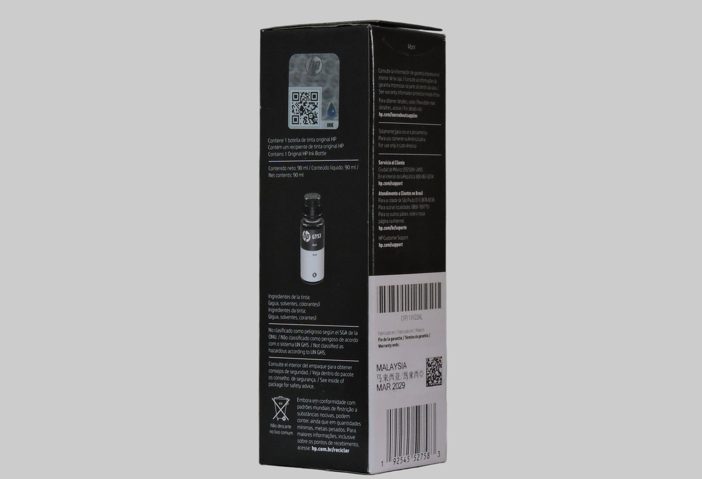 Botella de Tinta Negro Original HP GT53 90 ml (SKU 1VV22AL)