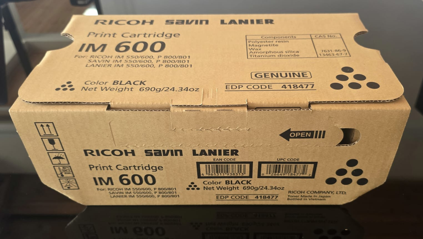 Cartucho de Tóner Negro Original Ricoh IM 600 (SKU 418477)