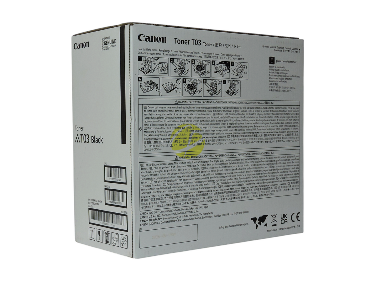 Caja de cartucho de tóner láser negro original Canon T03 de Compras Perfectas con instrucciones de instalación