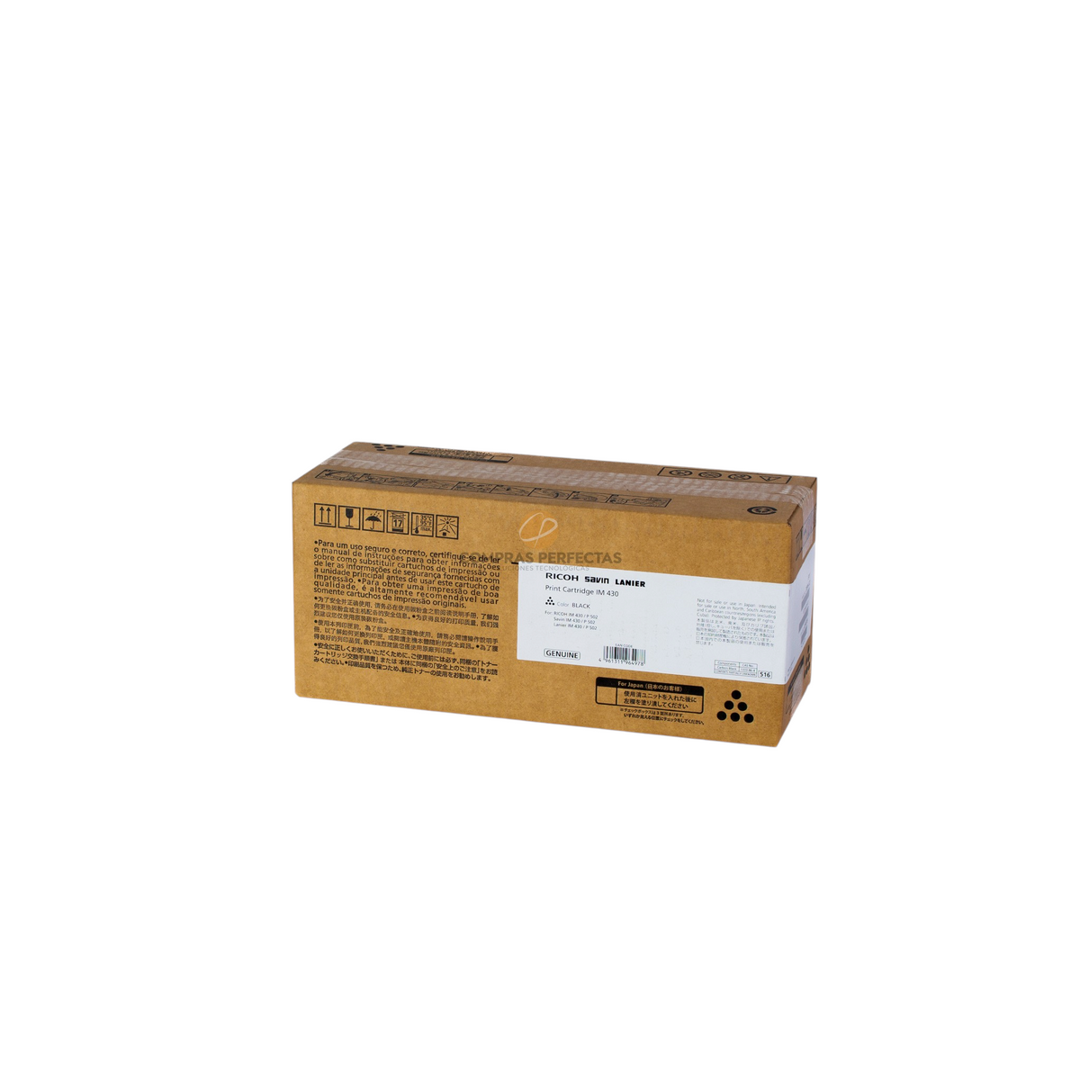 Cartucho de tóner negro original Ricoh IM 430 de Compras Perfectas en su caja de cartón con especificaciones.