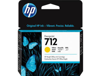 Cartucho de Tinta HP 712 Amarillo DesignJet 29 ml (3ED69A) – ~300 Páginas