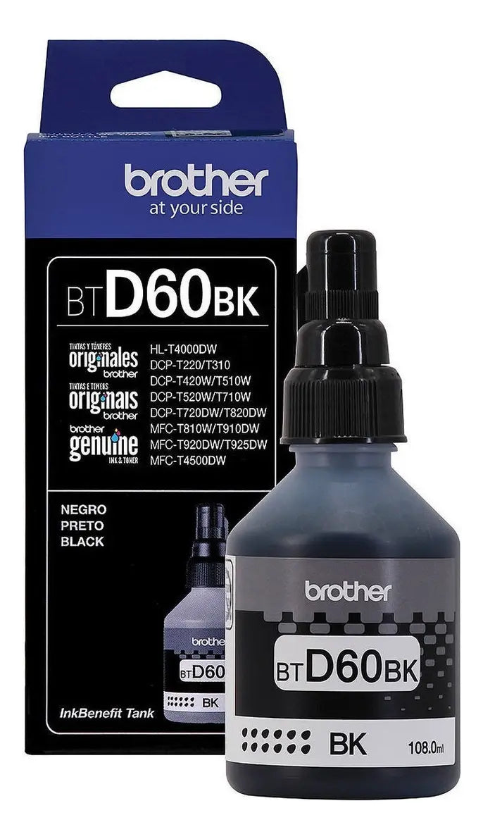 Botella de Tinta Negra Original Brother BTD60BK / BTD100BK