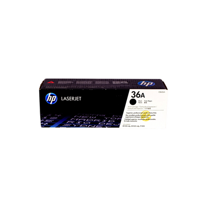 Cartucho de tóner negro original HP 36A para impresoras LaserJet, disponible en Compras Perfectas