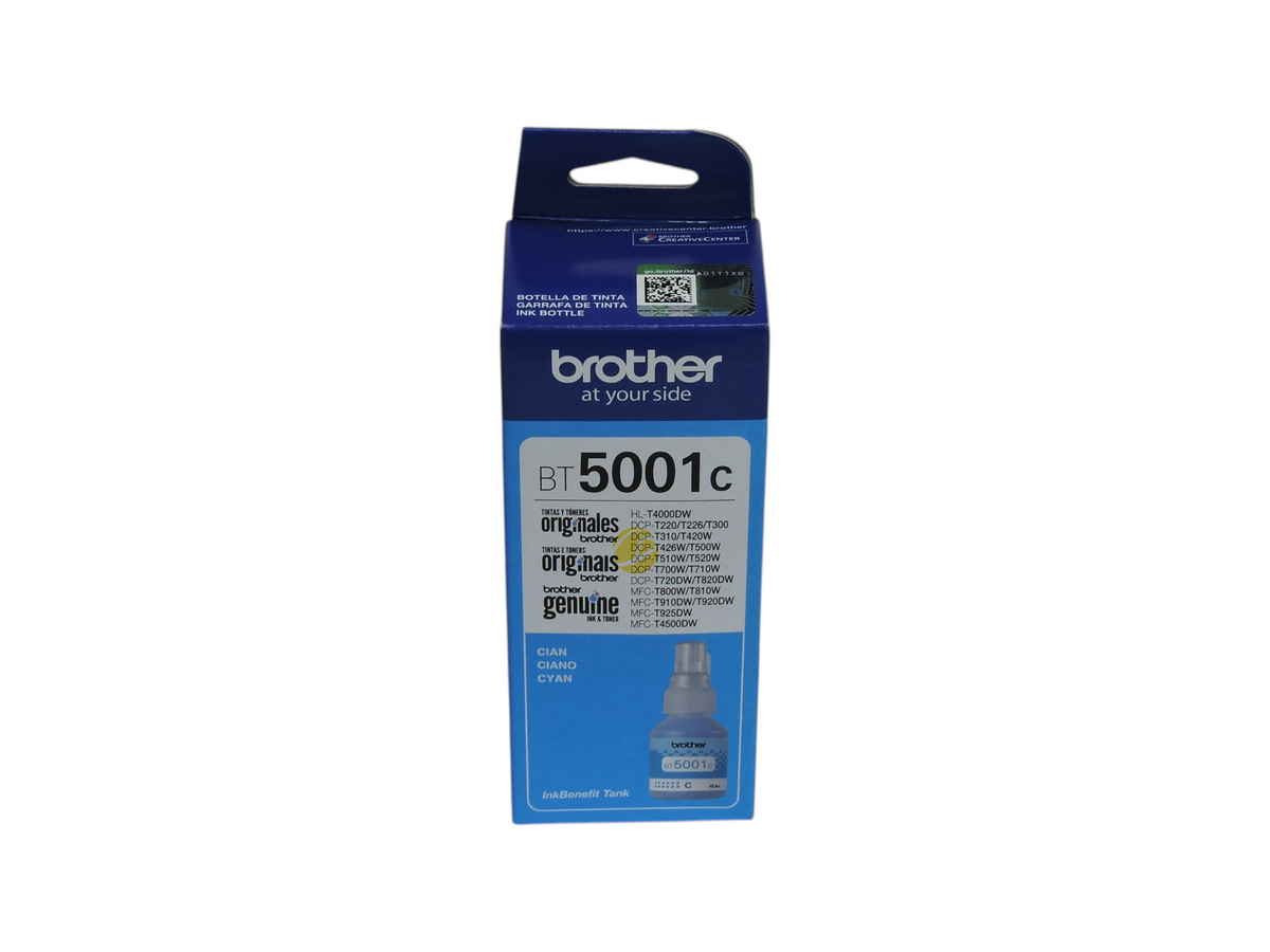 Botella de tinta cian original Brother BT5001C para impresoras de Compras Perfectas