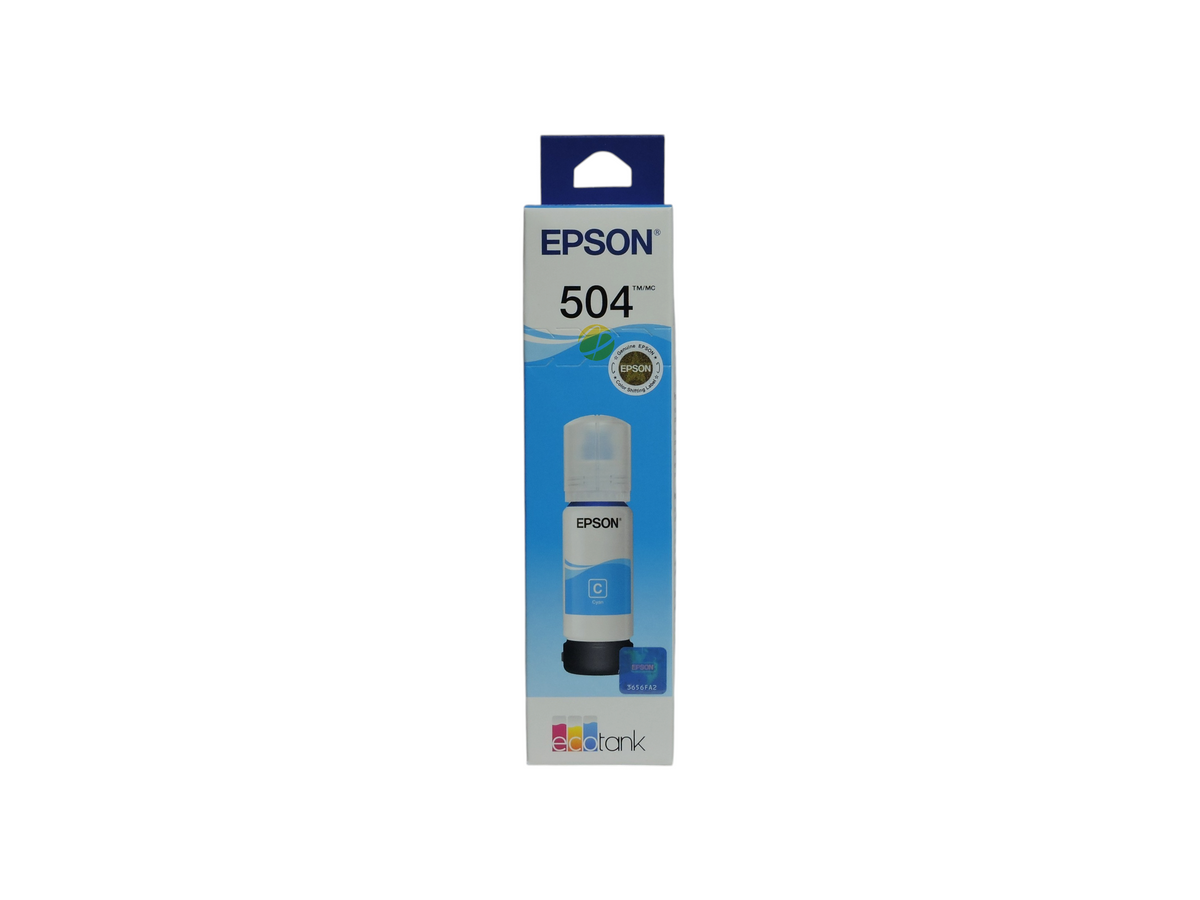Botella de tinta cyan original Epson T504 para impresoras EcoTank de Compras Perfectas con sistema de llenado Ecofit
