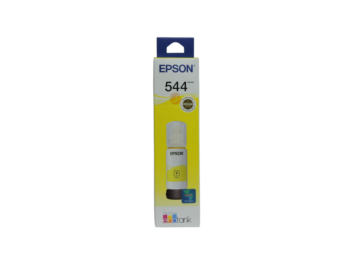 Botella de tinta amarilla original Epson T544 para impresoras EcoTank, disponible en Compras Perfectas