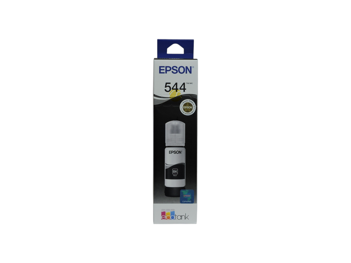 Botella de tinta negra original Epson T544 para impresoras EcoTank, disponible en Compras Perfectas