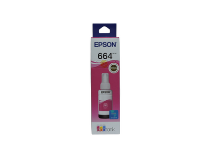Botella de tinta magenta original Epson T664 para impresoras EcoTank de Compras Perfectas en su caja original
