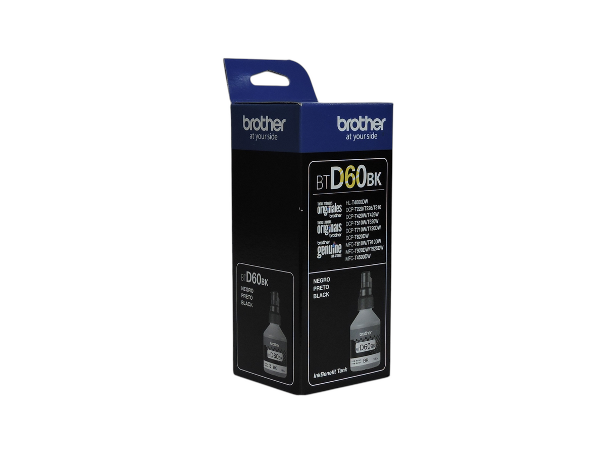 Botella de tinta negra original Brother BTD60BK para impresoras en caja de Compras Perfectas