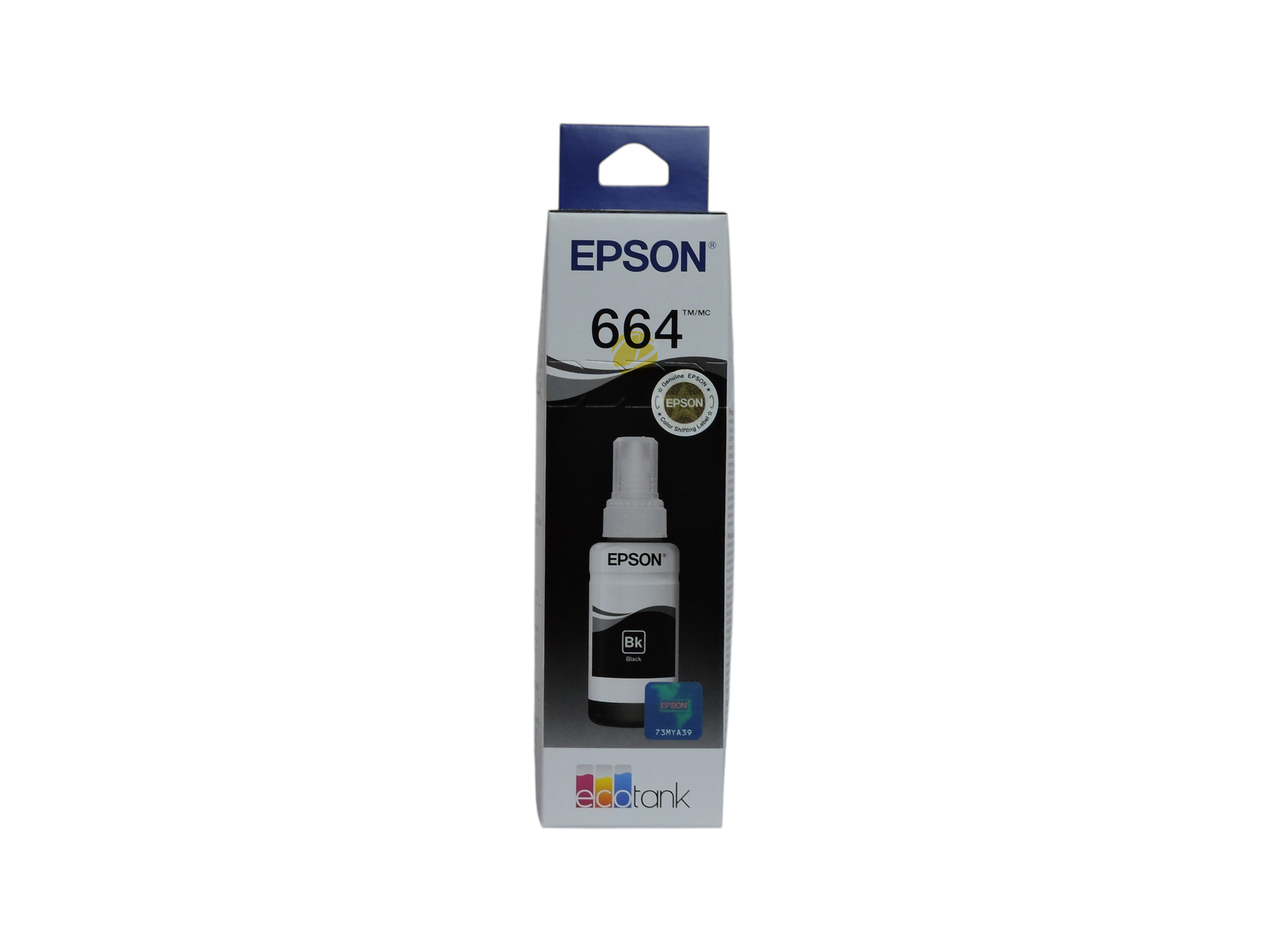 Botella de tinta negra original Epson T664 para impresoras EcoTank, disponible en Compras Perfectas