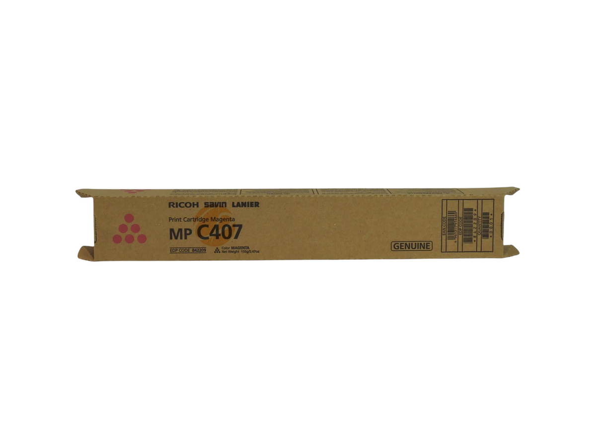 Cartucho de tóner magenta original Compras Perfectas para impresoras Ricoh MP C407 en su caja de cartón