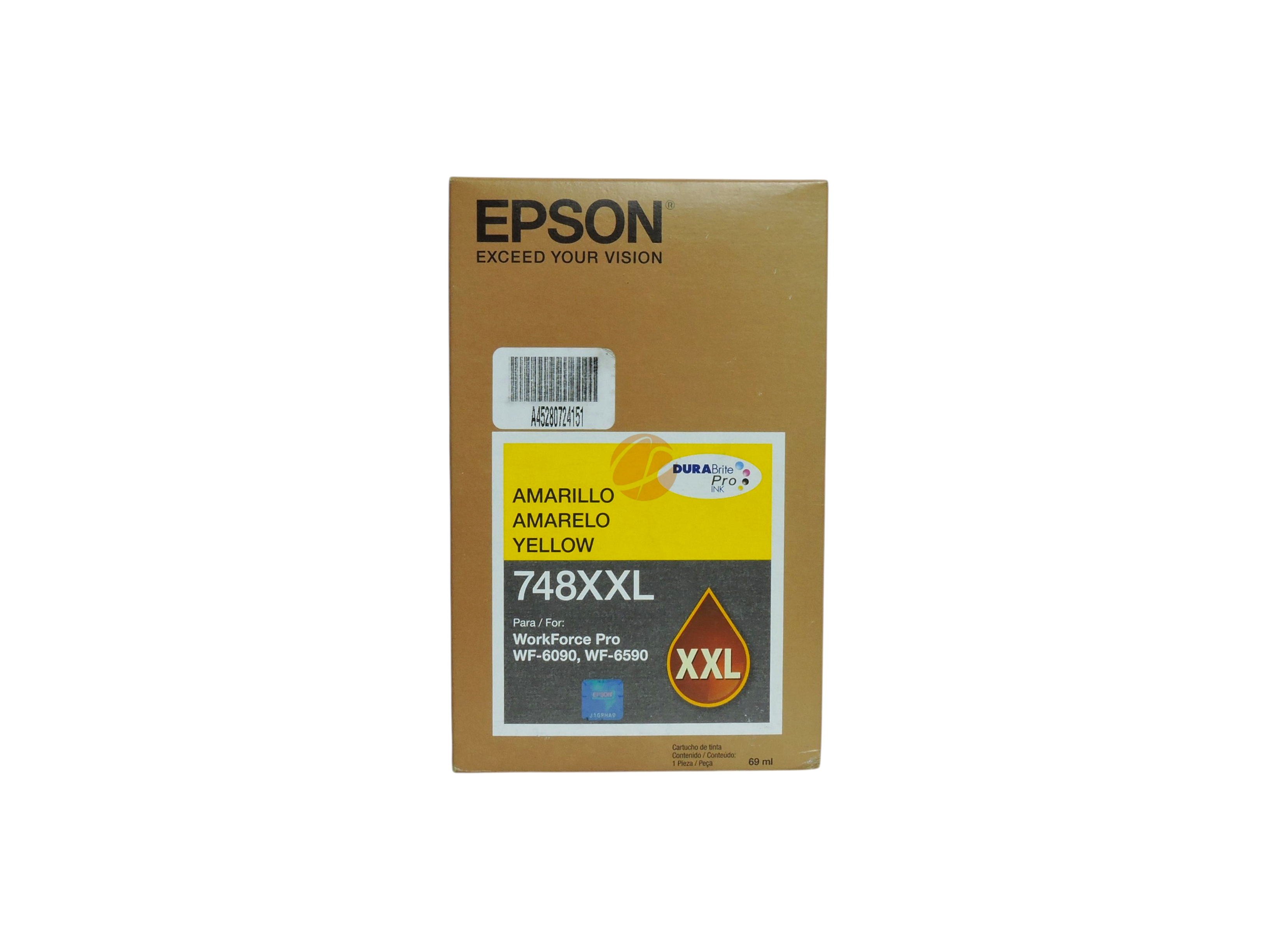 Caja de cartucho de tinta amarilla Epson T748XXL original de Compras Perfectas para impresoras WorkForce Pro
