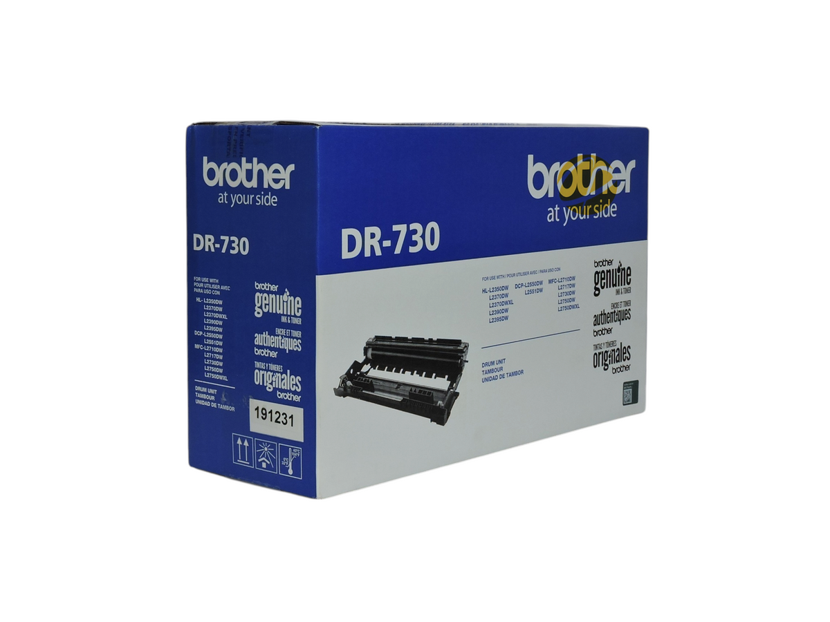 Caja de unidad de tambor original Brother DR-730 para impresoras láser, disponible en Compras Perfectas