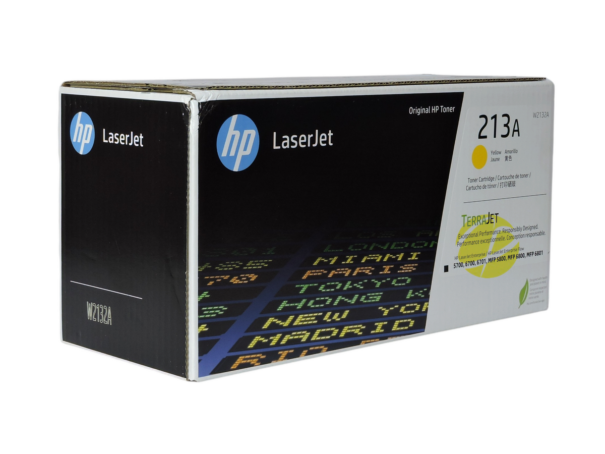 Cartucho de tóner amarillo original HP 213A de Compras Perfectas con tecnología TerraJet para impresoras láser