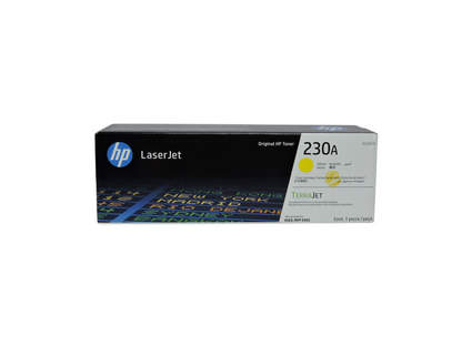 Cartucho de tóner amarillo original HP 230A para impresoras LaserJet, vendido por Compras Perfectas.