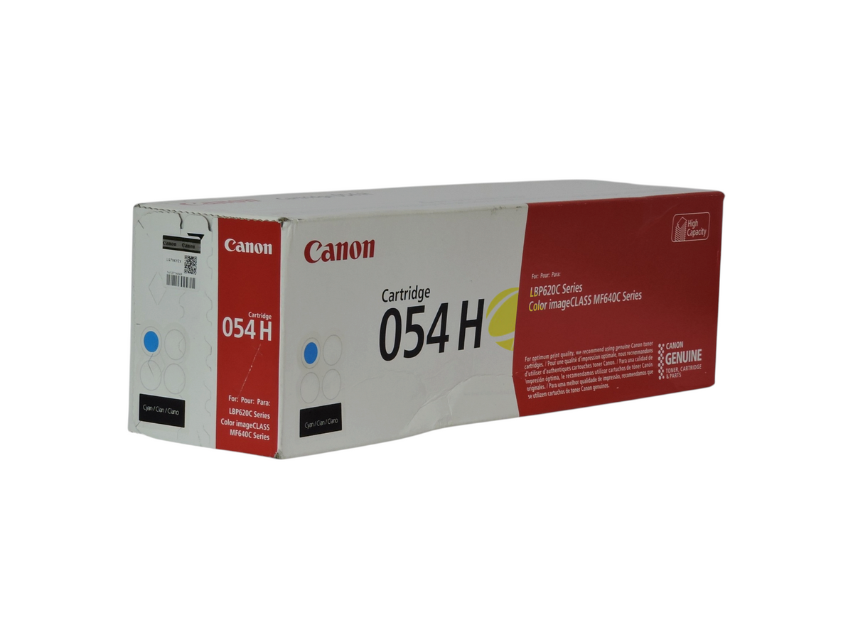 Cartucho de tóner cyan original Canon 054H de alta capacidad para impresoras láser, vendido por Compras Perfectas