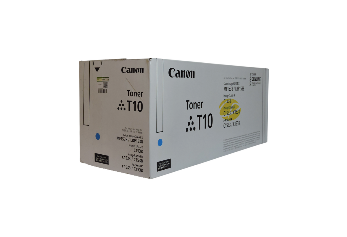 Cartucho de tóner cyan original Canon T10 para impresoras Canon, marca Compras Perfectas en caja blanca