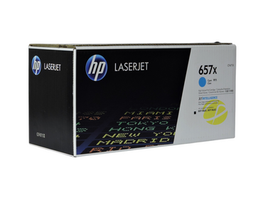Caja de cartucho de tóner cian original HP 657X de Compras Perfectas para impresoras láser LaserJet Enterprise