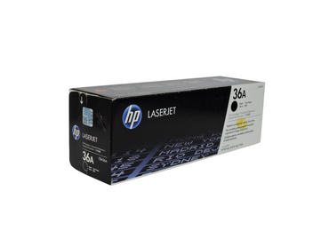Cartucho de tóner negro original HP 36A para impresoras LaserJet, disponible en Compras Perfectas.