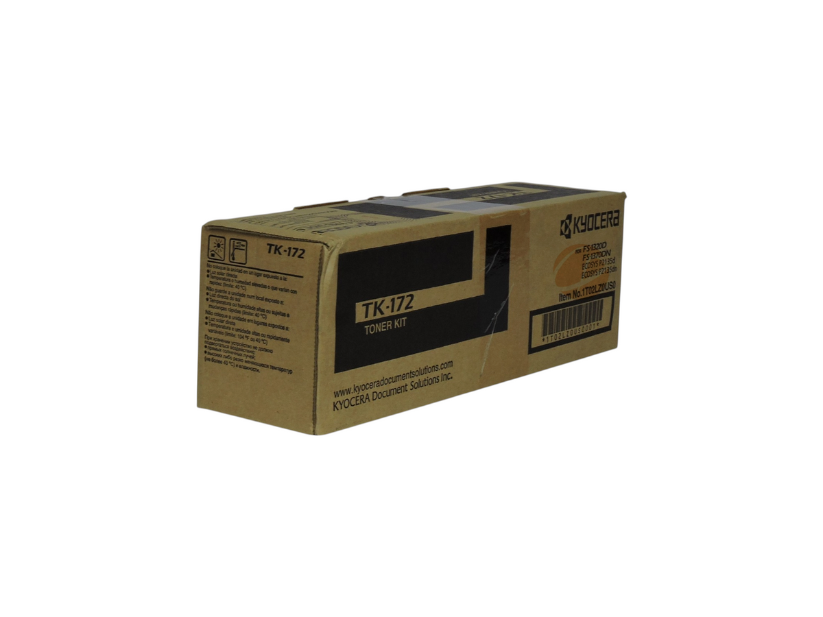 Cartucho de tóner negro original Kyocera TK-172 en su caja de cartón de Compras Perfectas
