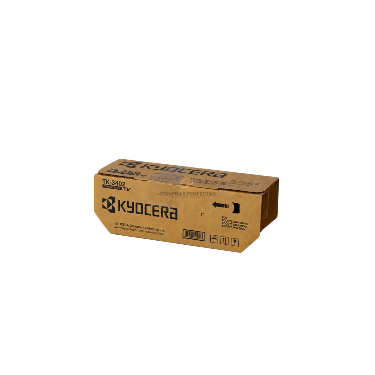 Cartucho de tóner negro original Kyocera TK-3402 en su caja de cartón de Compras Perfectas