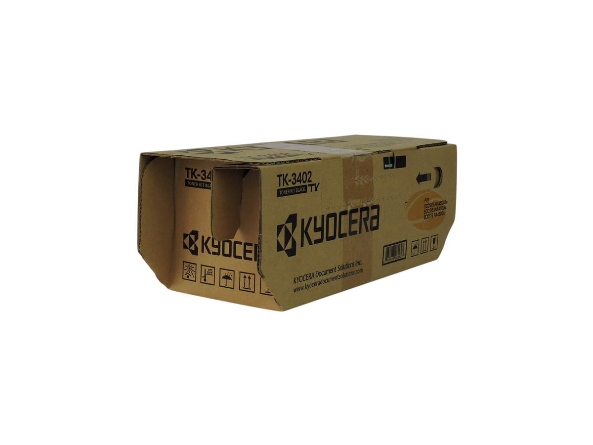 Cartucho de tóner negro original Kyocera TK-3402 en su caja de cartón de Compras Perfectas