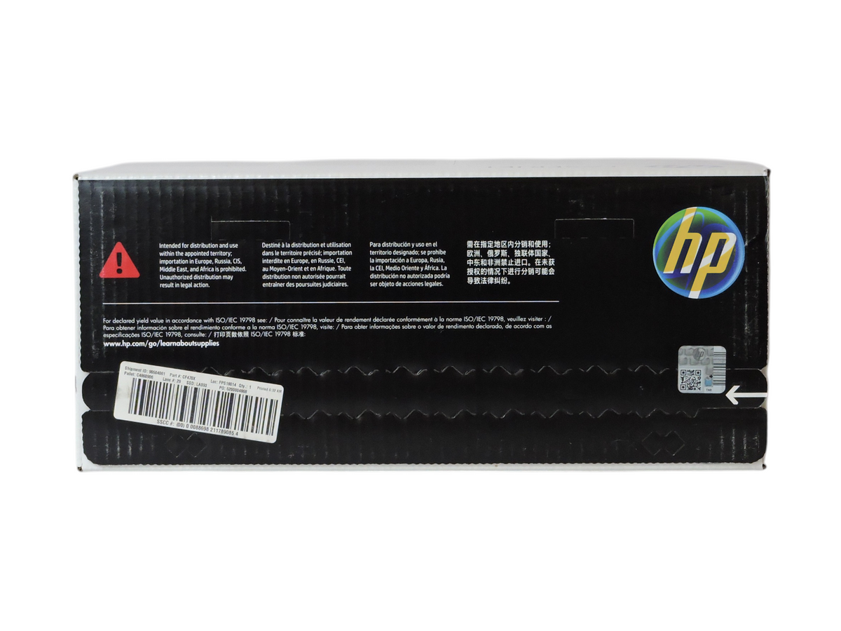 Caja de cartucho de tóner negro original HP 657X de Compras Perfectas con información de rendimiento y seguridad