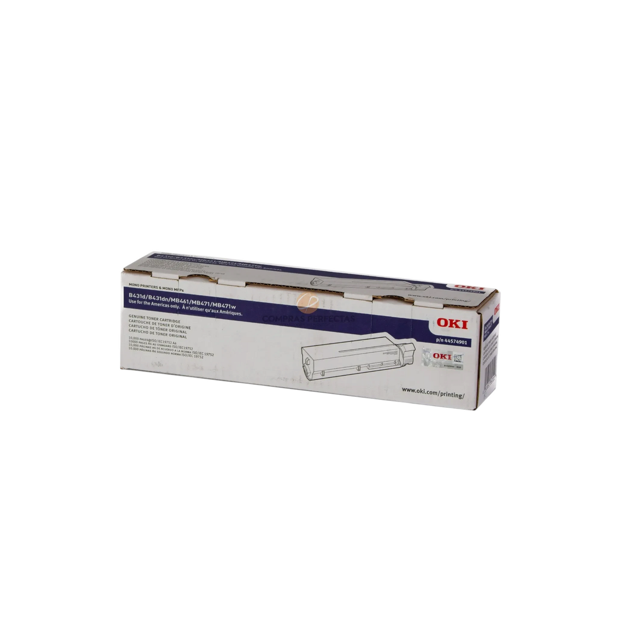Caja de cartucho de tóner negro original Okidata de Compras Perfectas para impresoras B431 y MB461