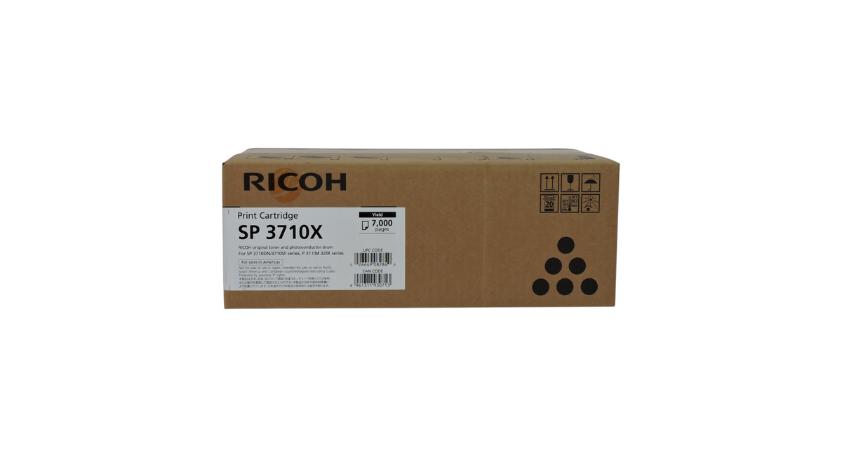 Caja de cartucho de tóner negro original Ricoh SP 3710X de Compras Perfectas con capacidad para 7000 páginas