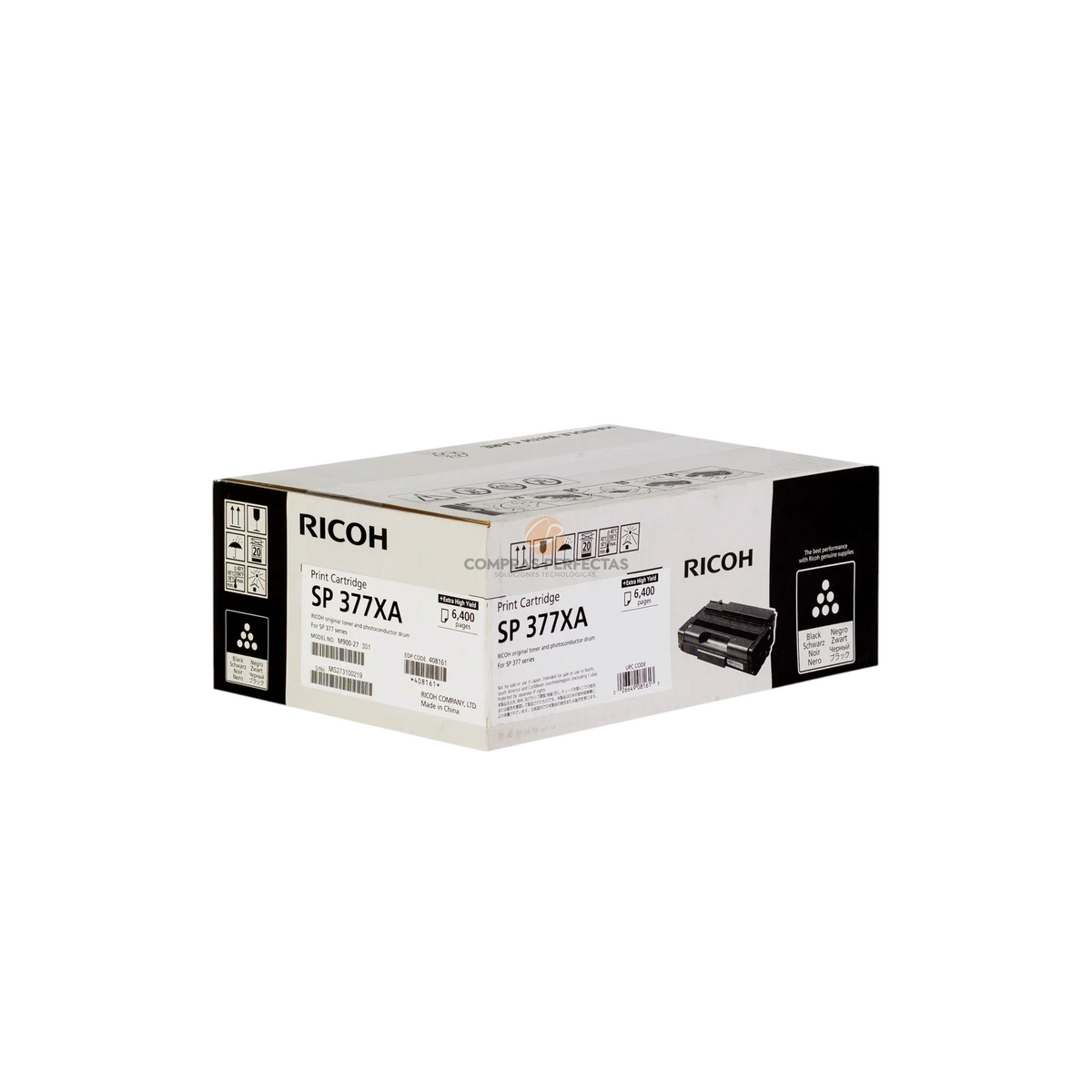 Caja de cartucho de tóner negro original Ricoh SP377XA de Compras Perfectas para impresoras láser monocromáticas