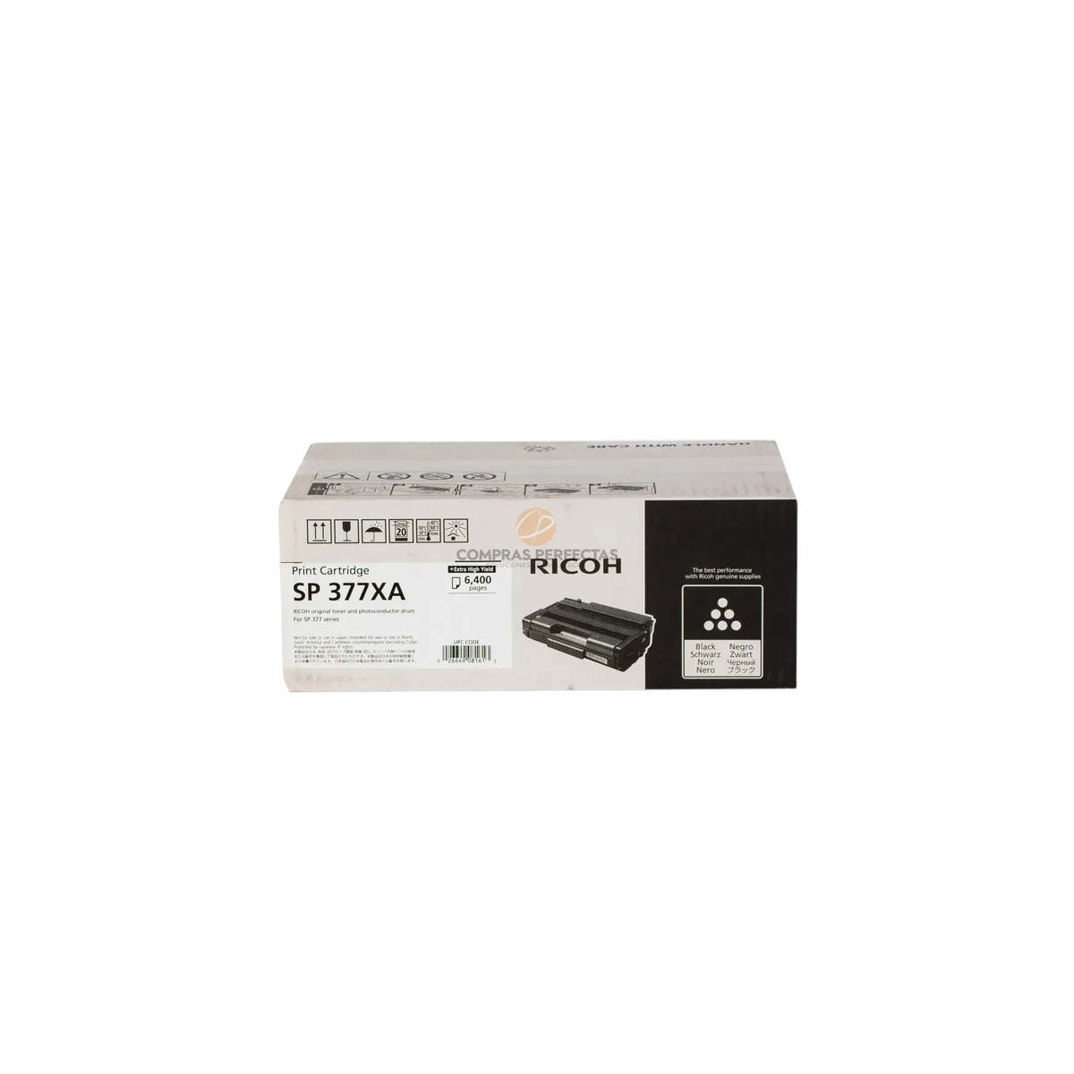 Caja de cartucho de tóner negro original Ricoh SP377XA de Compras Perfectas para impresoras láser monocromáticas