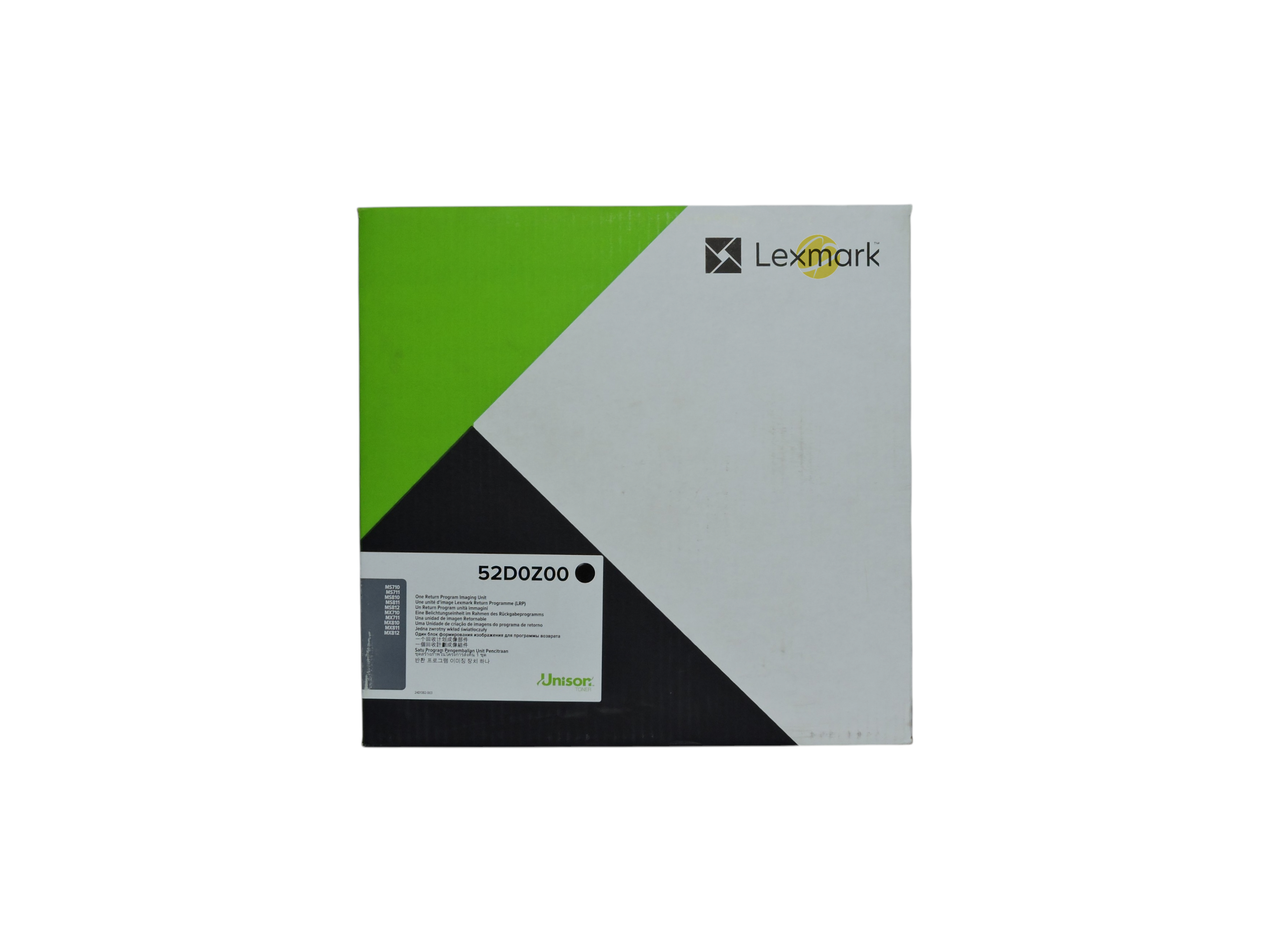 Unidad de imagen original Lexmark 52D0Z00 en caja blanca y verde de Compras Perfectas para impresoras láser
