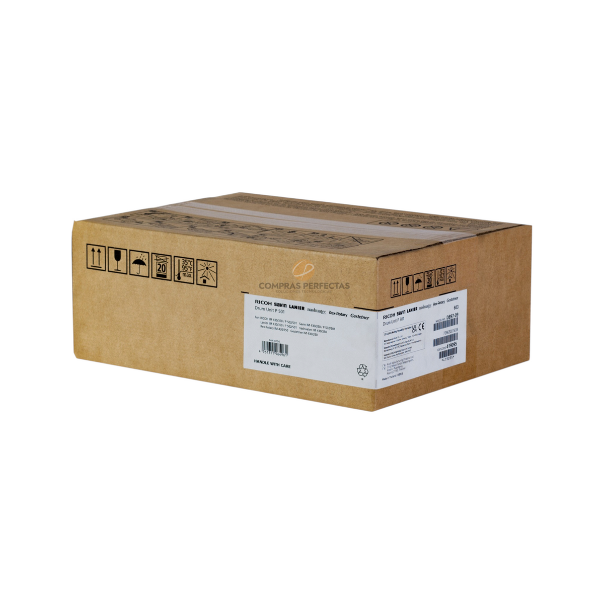 Unidad de tambor original Ricoh P 501 en caja de cartón de Compras Perfectas para impresoras láser